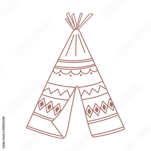 teepee ornamental boho and tribal hand drawn style