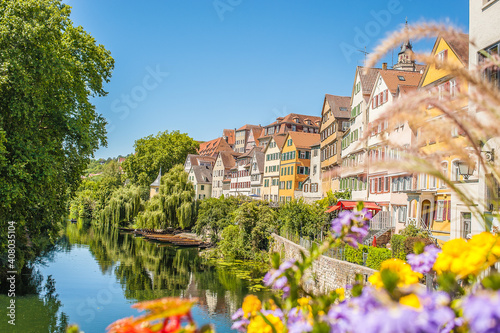 Tuebingen, old city view by the Riverfront Neckar. Tübingen, Germany