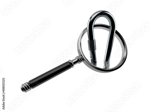 Carabiner inside magnifying glass