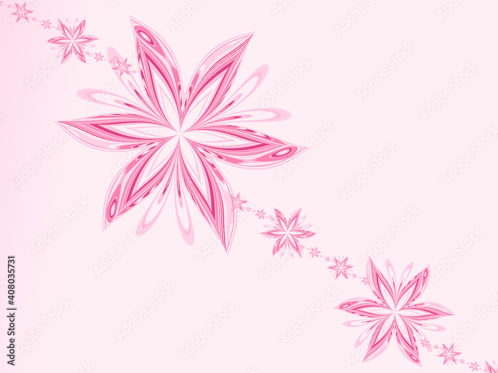 Abstract fractal light pink flowers