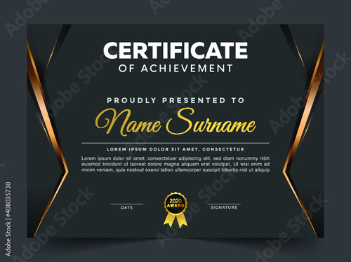 Professional elegant blue and gold diploma certificate template