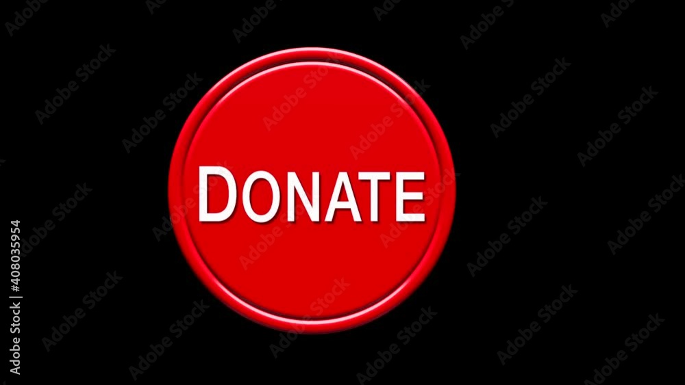 Red button DONATION. Donate Icon on black background Red button DONATION. Donate Icon on black background