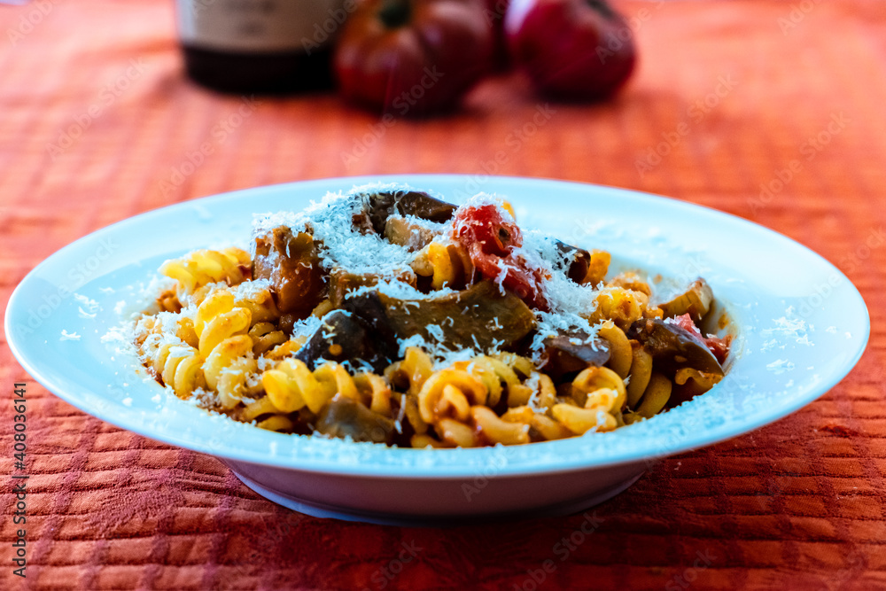 Pasta alla norma, a traditional recipie of italian food tradition