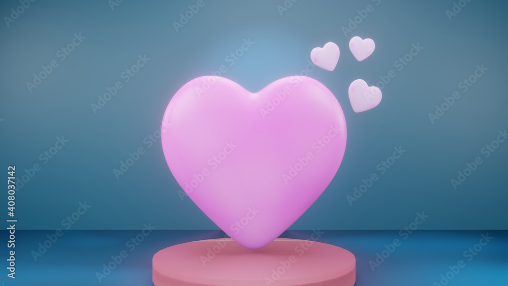 3D Render, Valentine's Day Hearts Background. Copy space romantic background 3D Render, Valentine's Day Hearts Background. Copy space romantic background
