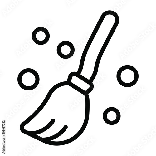 halloween, broom vector line icon