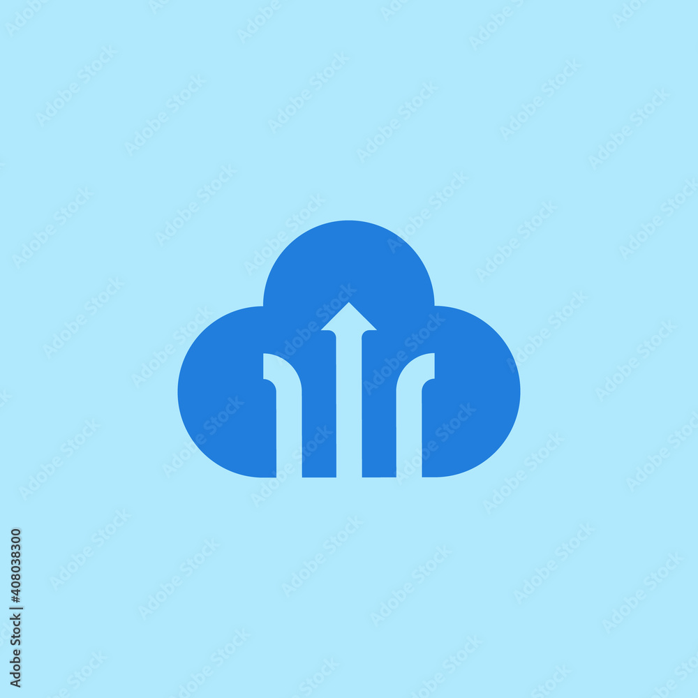 Vector illustration of cloud symbol and data storage symbol.