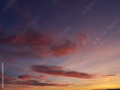 Cloudy sky at sunset in the Albufera of Valencia, Spain