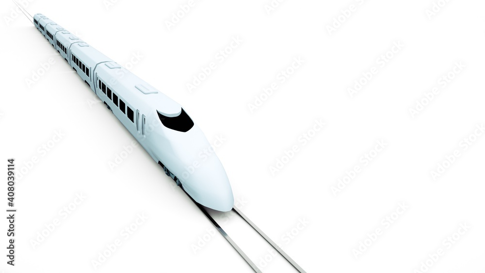 High-speed train 3d illustration isolated on white background. Monochrome graphic design element, electric passenger train. High-speed train 3d illustration isolated on white background. Monochrome graphic design element, electric passenger train.