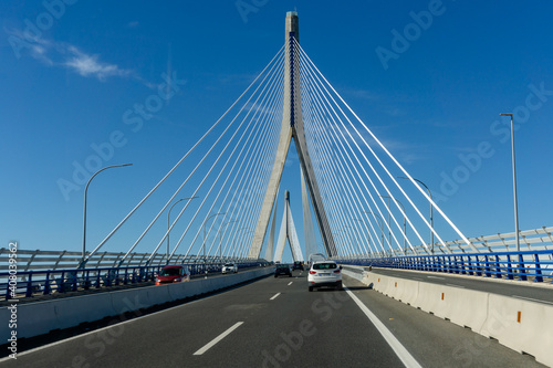 traffic on the Puente de la Constitucion de 1812 Bridge in the Bay of Cadiz © makasana photo