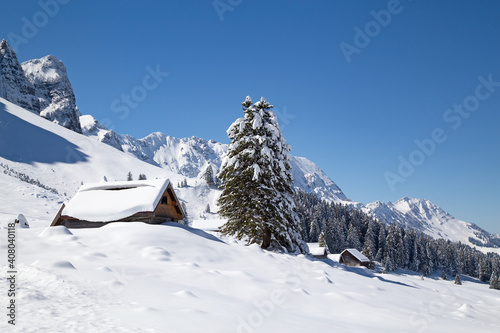 Winter in alps (mount Santis) photo