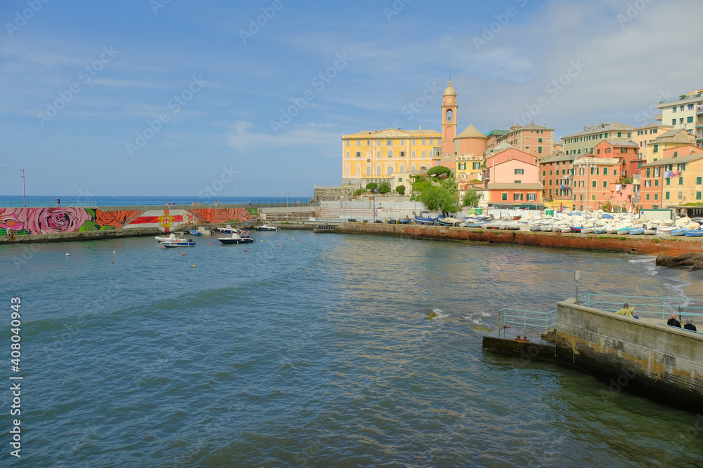 Il porticciolo di Nervi a Genova, Liguria, Italia.