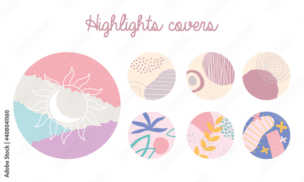 highlight cover different shapes abstract floral elements