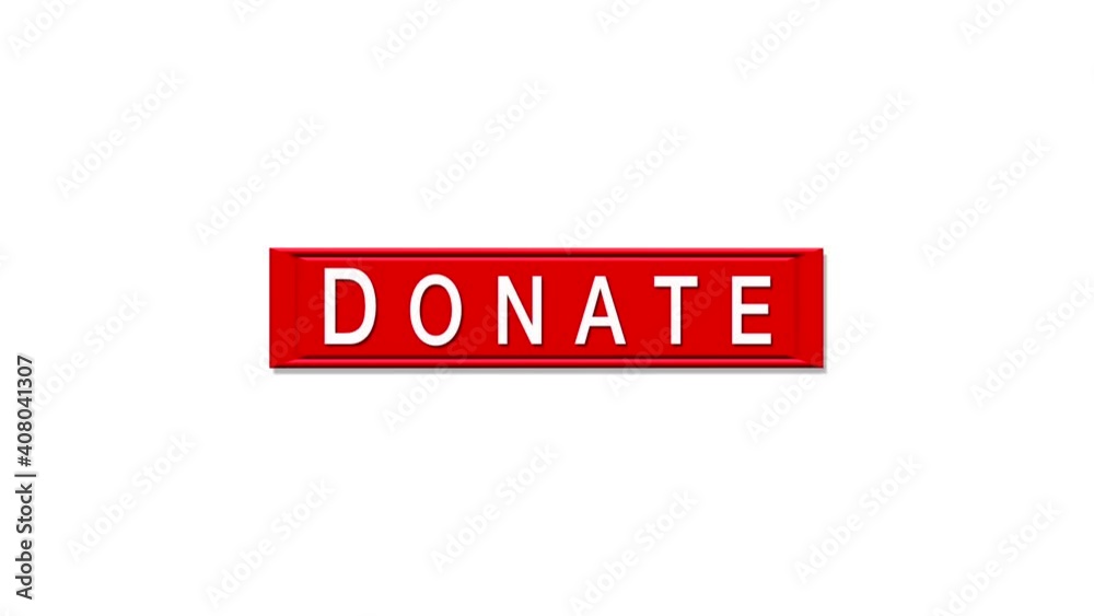 Rectangle red button DONATION. Donate Icon on white screen Rectangle red button DONATION. Donate Icon on white screen