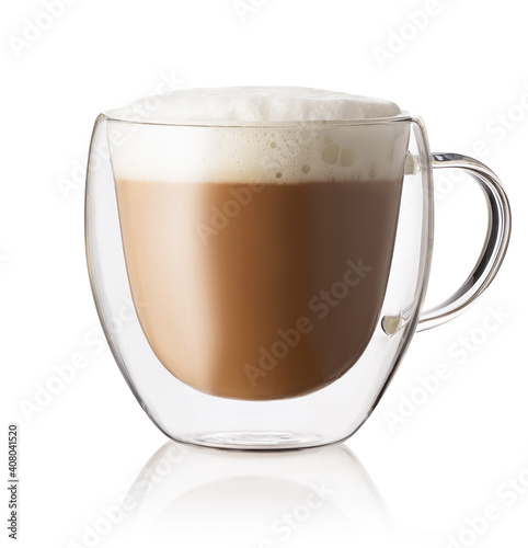 cappuccino in cup isolated on white