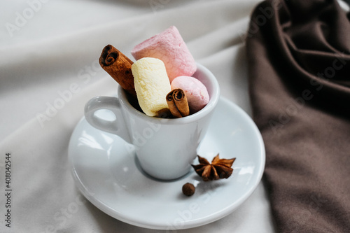 
Coffee with marshmallows and cinnamon