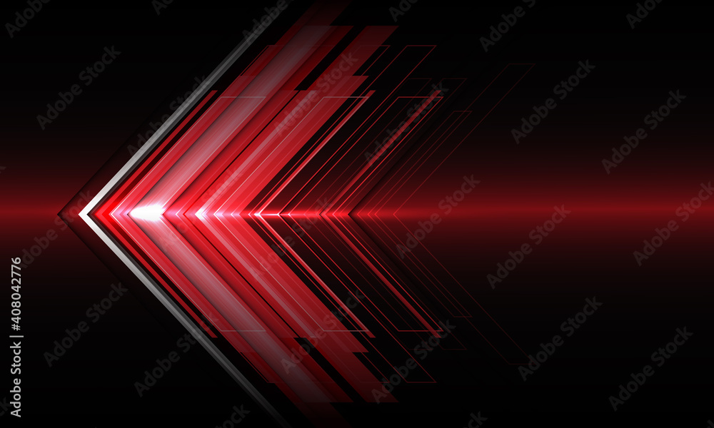 Fototapeta premium Abstract red arrow light direction speed on black technology futuristic design modern background vector illustration.