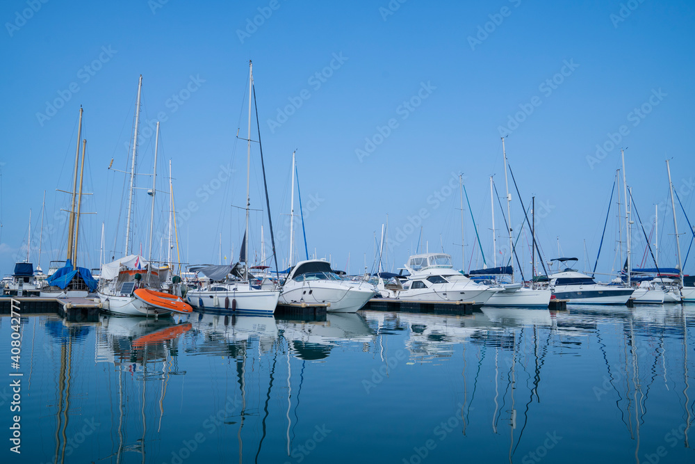background of  yacht port