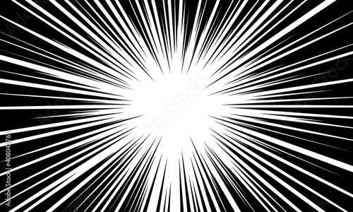 Abstract radial black line speed zoom for comic cartoon background vector illustration.