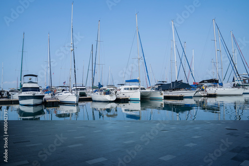background of yacht port