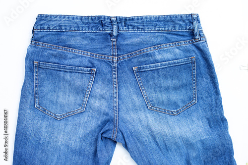 Blue jeans isolated on white background.