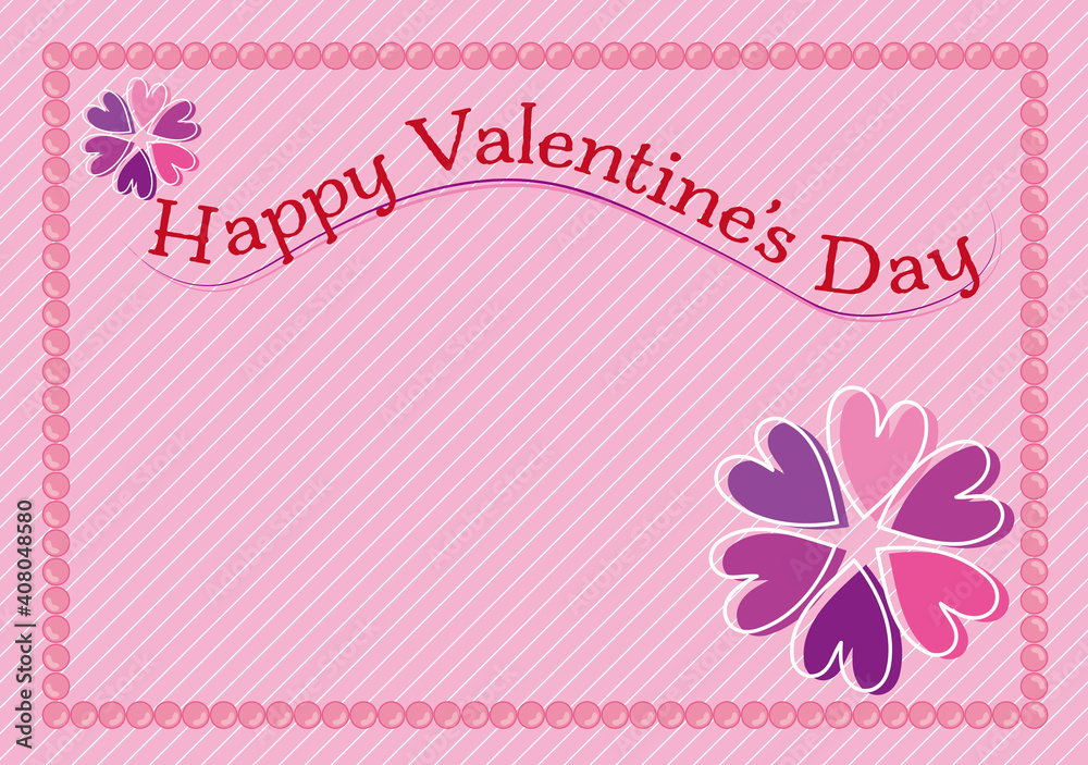 Happy Valentine's Day Pink Pearl Flame, Pink Striped Background Greeting Card