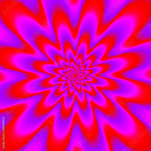 Scarlet flower. Pulsing red flower. Optical illusion of movement.