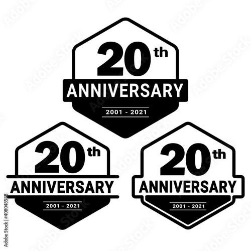 20 years anniversary set. 20th celebration logo collection. Vector and illustration. 