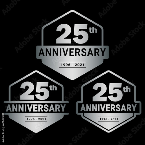 25 years anniversary set. 25th celebration logo collection. Vector and illustration. 