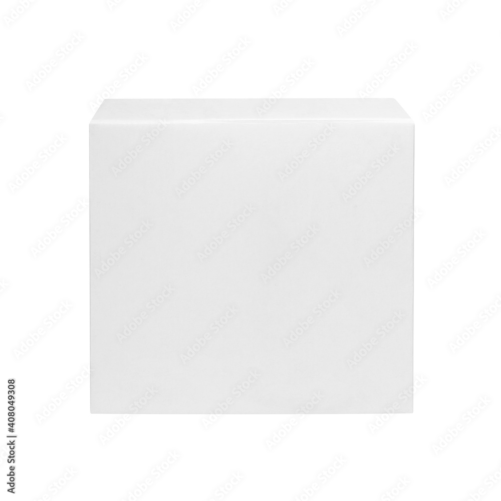 White cardboard box isolated on white background. Box mockup design. White cardboard box isolated on white background. Box mockup design.