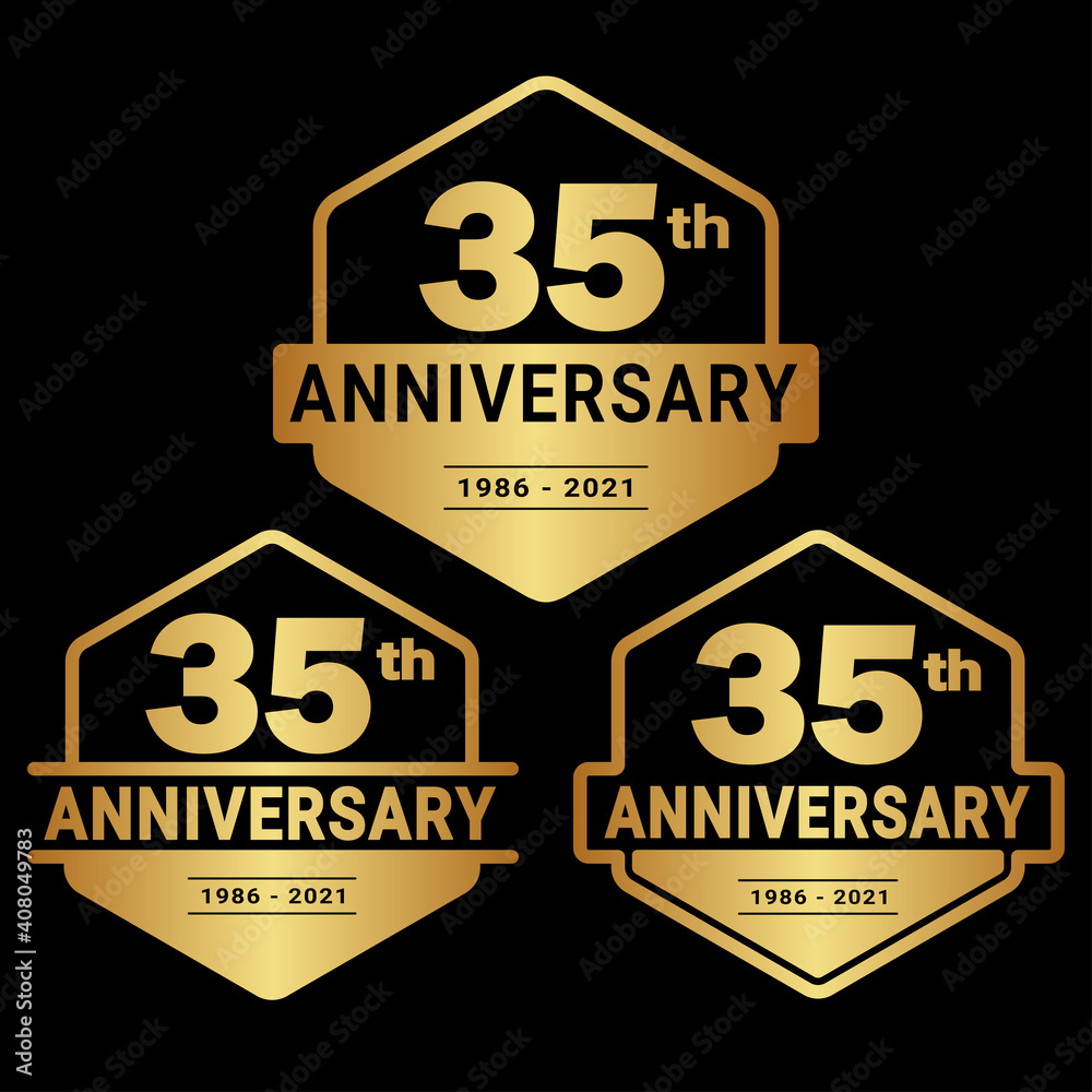35 years anniversary set. 35th celebration logo collection. Vector and illustration. 