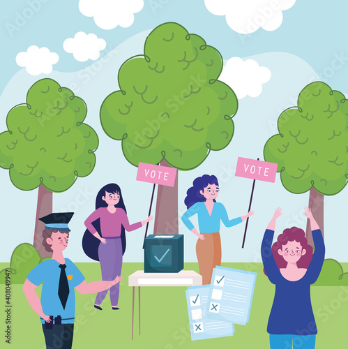 people different occupations elections voting box ballots