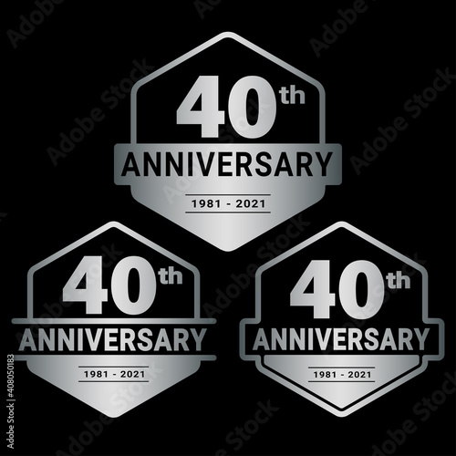 40 years anniversary set. 40th celebration logo collection. Vector and illustration. 