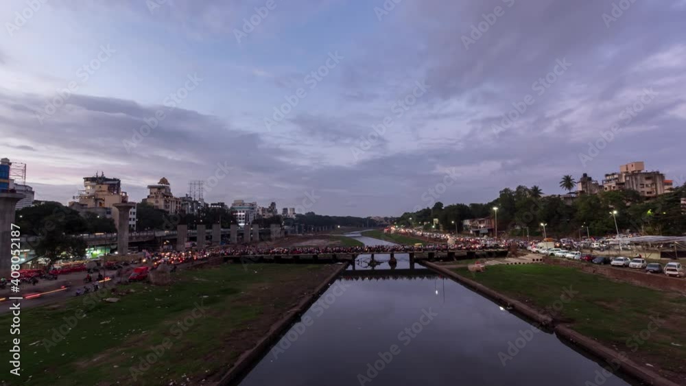 Cloudy Weather and Day to Night Time Lapse of City of Pune, Maharashtra, India Cloudy Weather and Day to Night Time Lapse of City of Pune, Maharashtra, India