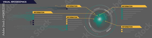 Modern template for infographic presentation in high-tech style. Visual infographic layout with circuit board design. Vector Illustration
