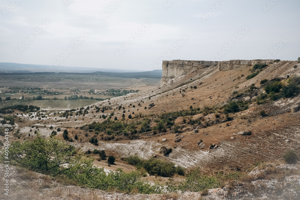 Natural Landscapes of Crimea. The white rock of Ak-Kaya.