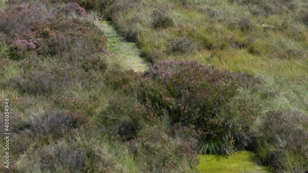 Forward dolly tilting upwards aerial shot of Irish landscape. Aerial.