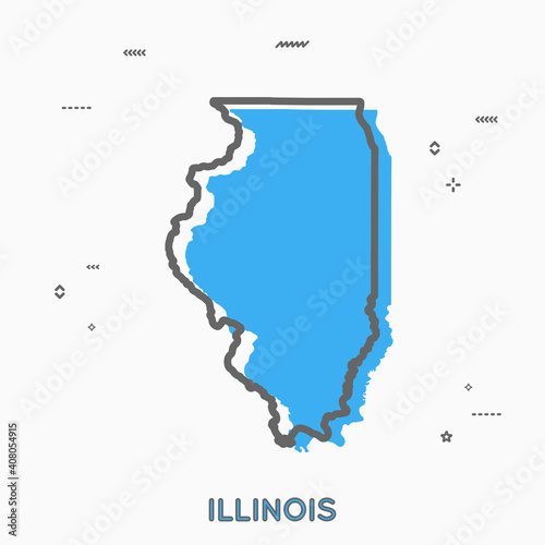 Illinois map in thin line style. Illinois infographic map icon with small thin line geometric figures. Illinois state. Vector illustration linear modern concept
