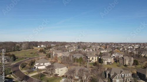 Urban Houses in Subdivision Neighborhood in American Midwest - Aerial photo
