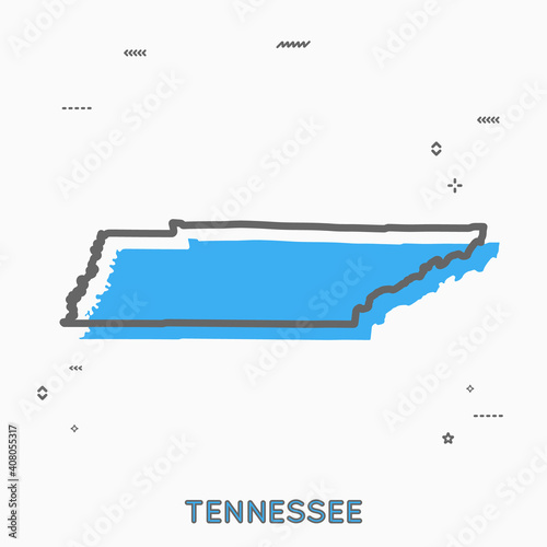 Tennessee map in thin line style. Tennessee infographic map icon with small thin line geometric figures. Tennessee state. Vector illustration linear modern concept