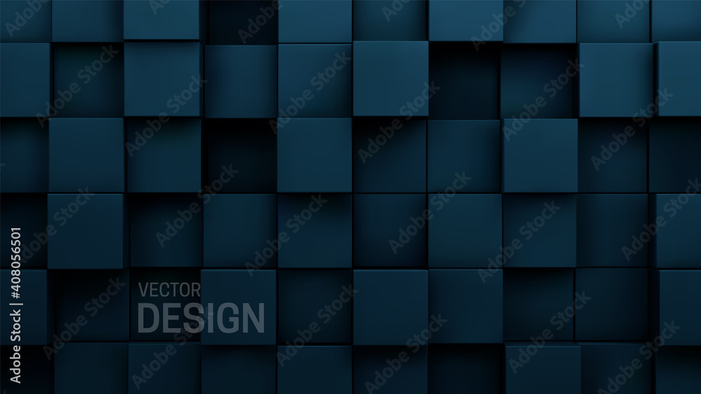 Tidewater green cubes abstract background. Random mosaic shapes.