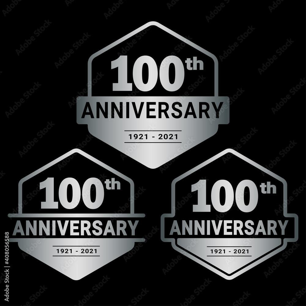 100 years anniversary set. 100th celebration logo collection. Vector and illustration. 