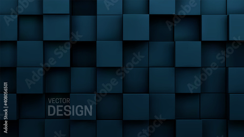 Tidewater green cubes abstract background. Random mosaic shapes.