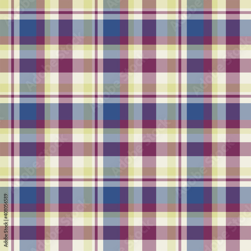Plaid seamless pattern. Vector background of textile ornament. Flat fabric design.