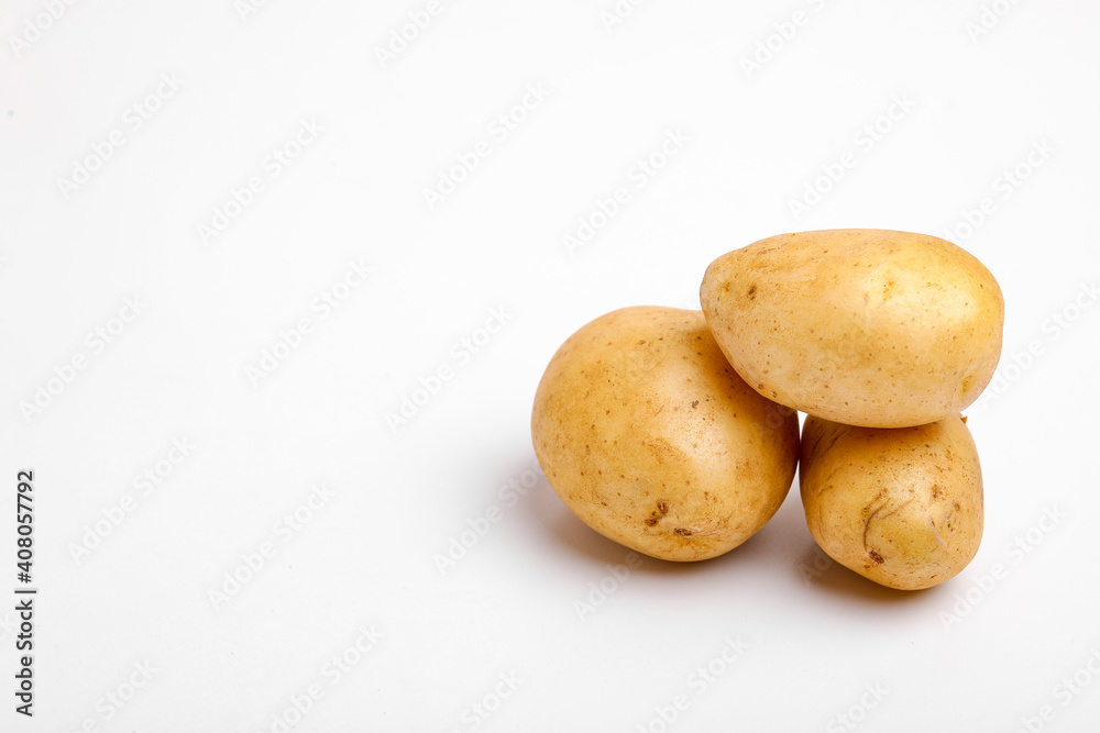 Potatoes isolated on white background. Top view Potatoes isolated on white background. Top view