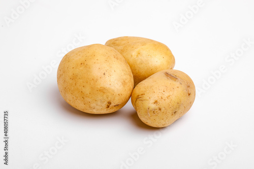 Potatoes isolated on white background. Top view