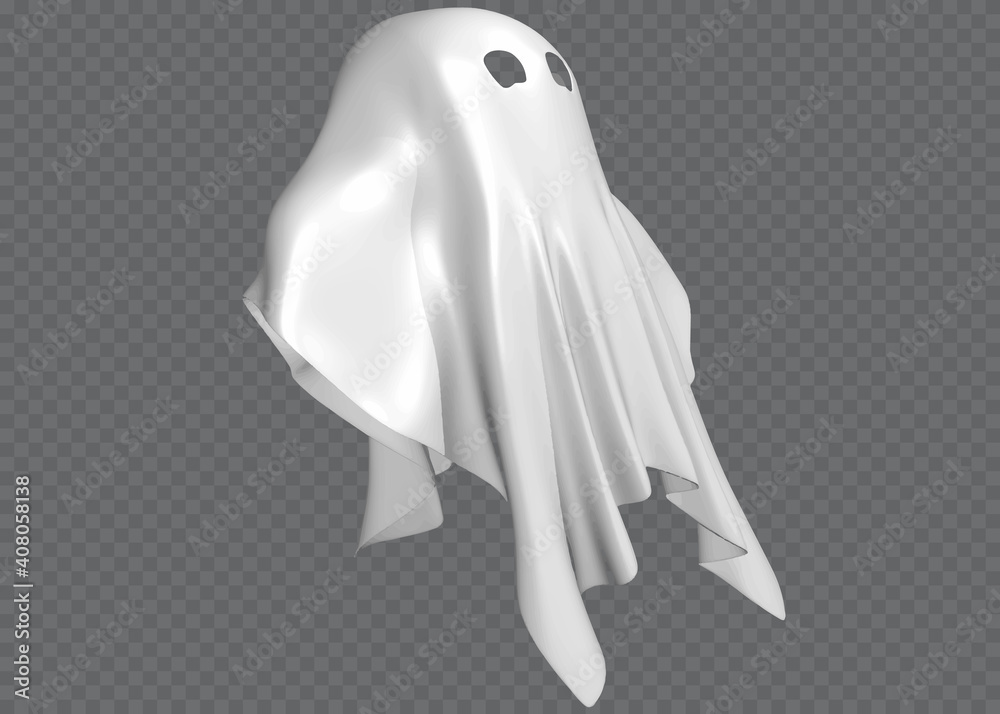 Ghost of Halloween party in white sheet on transparent background. Vector illustration. Ghost of Halloween party in white sheet on transparent background. Vector illustration.