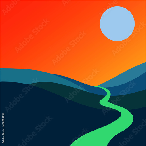 landscapes artwork illustraiton nature hill mountain vector 