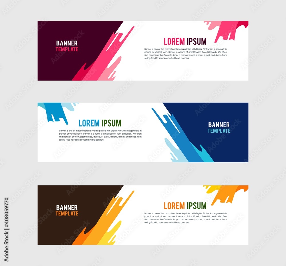 Set of Banner Template, Abstract background modern graphic elements. Dynamical colored forms and line. Gradient abstract banners with flowing liquid shapes. Template for the design of a logo. vector