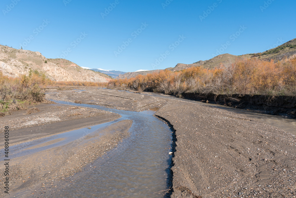 River of water towards the Beninar reservoir in southern Spain