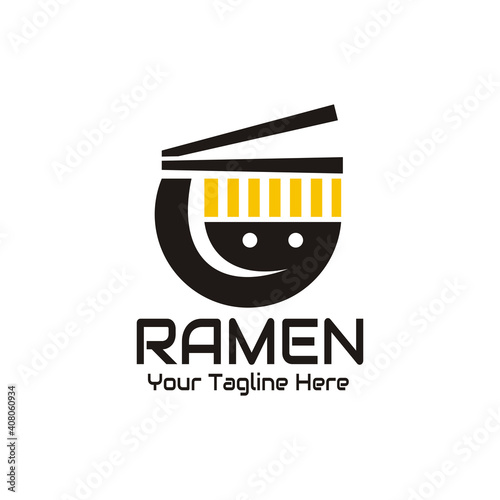 illustration vector graphic of modern logo of ramen noodles in a sunken bowl, perfect for fast food, cafe, restaurant, business, food, etc.